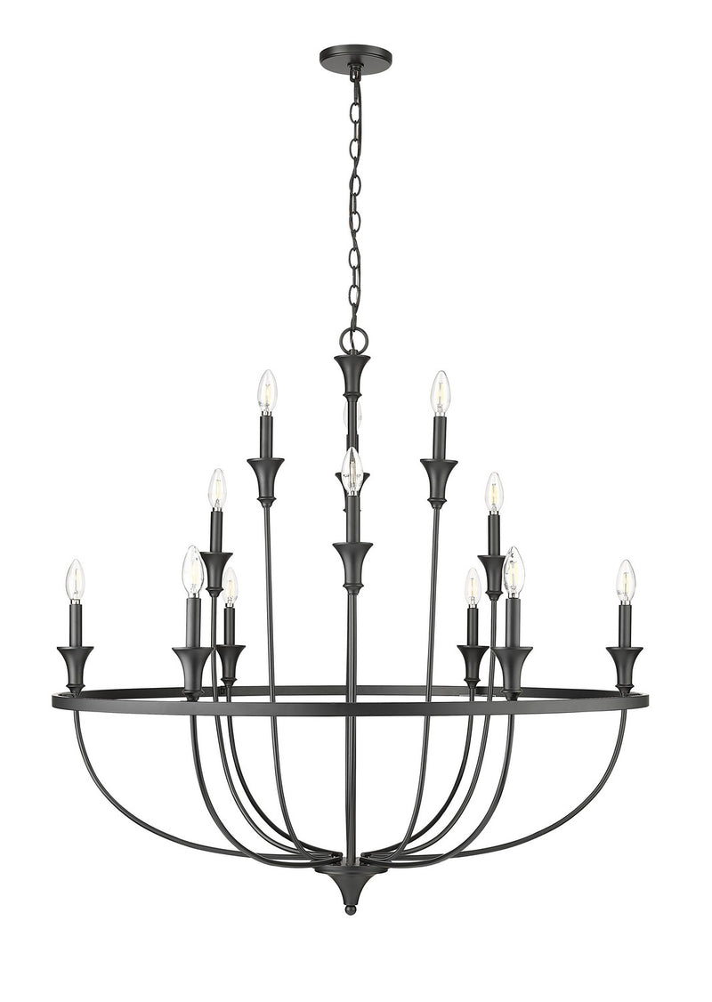 Millennium 28012-MB Emery 12 Light Chandelier, Matte Black Main Image.jpg