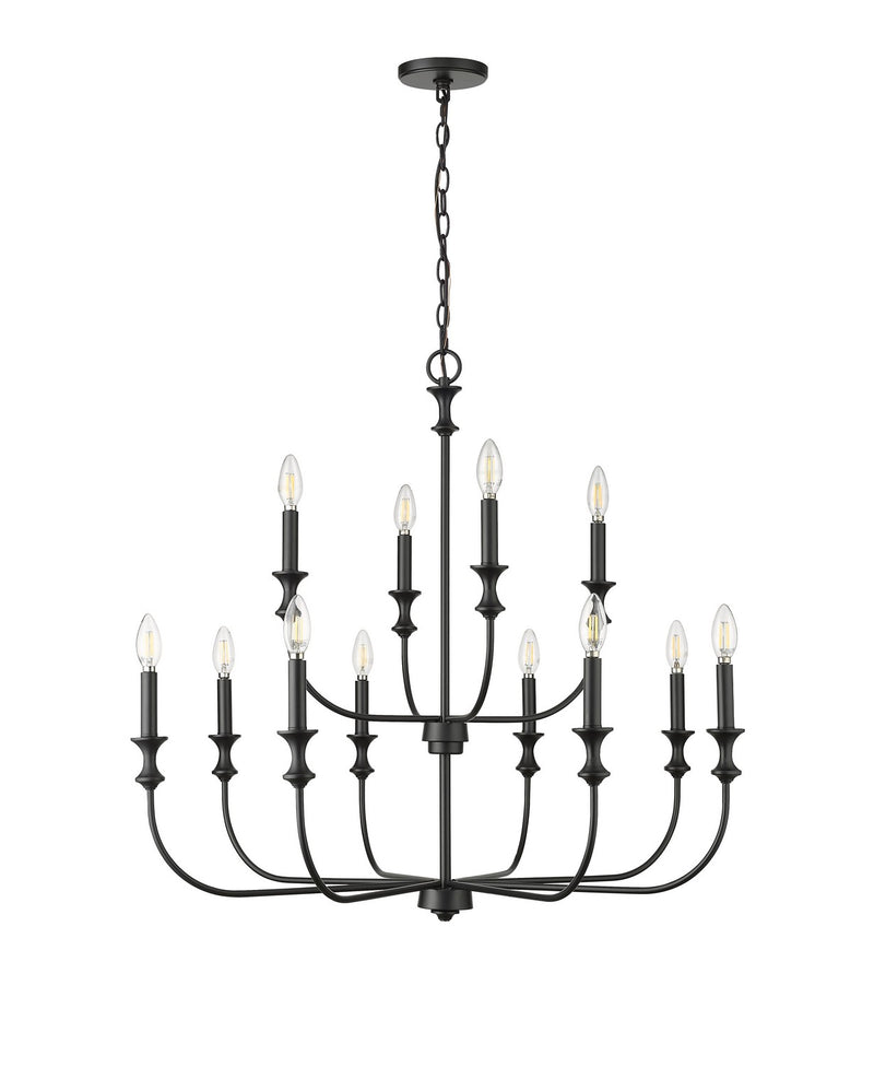 Millennium 29612-MB Savanne 12 Light Chandelier, Matte Black Main Image.jpg