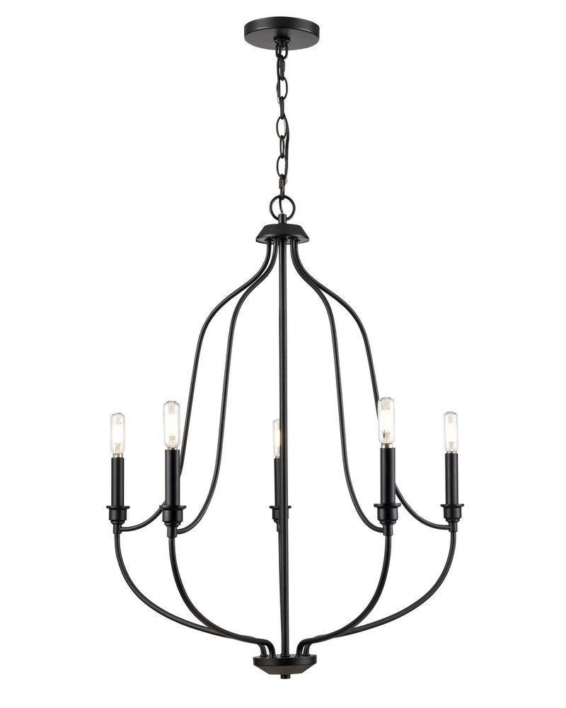 Millennium 98005-MB Senoia Five Light Chandelier, Matte Black Main Image.jpg