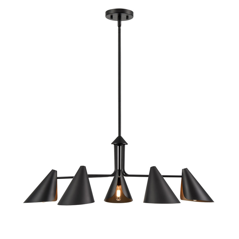 Millennium 99005-MB Warhol Five Light Chandelier, Matte Black Main Image.jpg