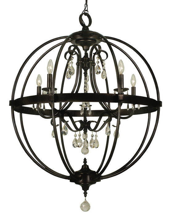 Framburg 1069 MBLACK Compass Five Light Foyer Chandelier, Matte Black Main Image.jpg