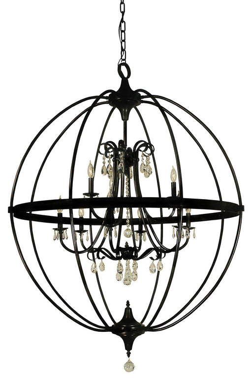 Framburg 1070 MBLACK Compass Nine Light Foyer Chandelier, Matte Black Main Image.jpg