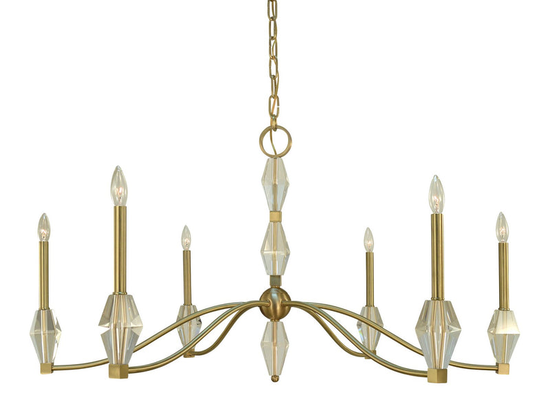 Framburg 5660 BR Vivian Six Light Chandelier, Brushed Brass Main Image.jpg