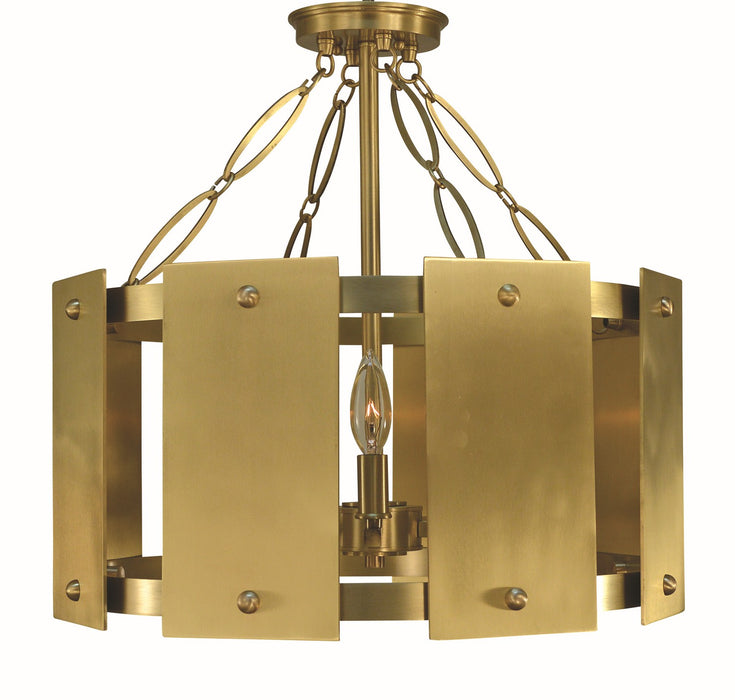 Framburg 5860 BR Barrington Five Light Semi-Flush Mount, Brushed Brass Main Image.jpg