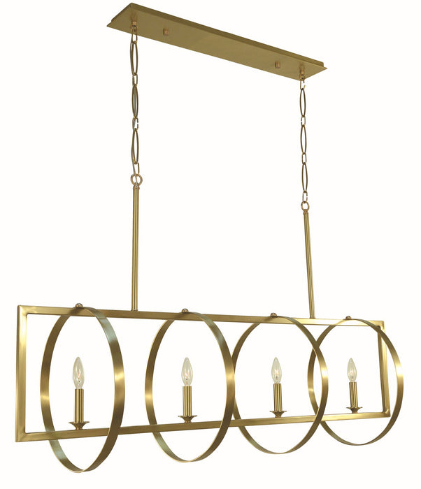 Framburg 5864 BR Olivia Four Light Island Chandelier, Brushed Brass Main Image.jpg