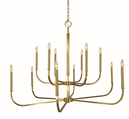 Framburg 5872 BR Manhattan 12 Light Dining Chandelier, Brushed Brass Main Image.jpg