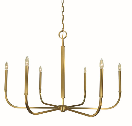 Framburg 5874 BR Manhattan Six Light Chandelier, Brushed Brass Main Image.jpg