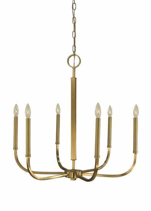 Framburg 5876 BR Manhattan Six Light Chandelier, Brushed Brass Main Image.jpg