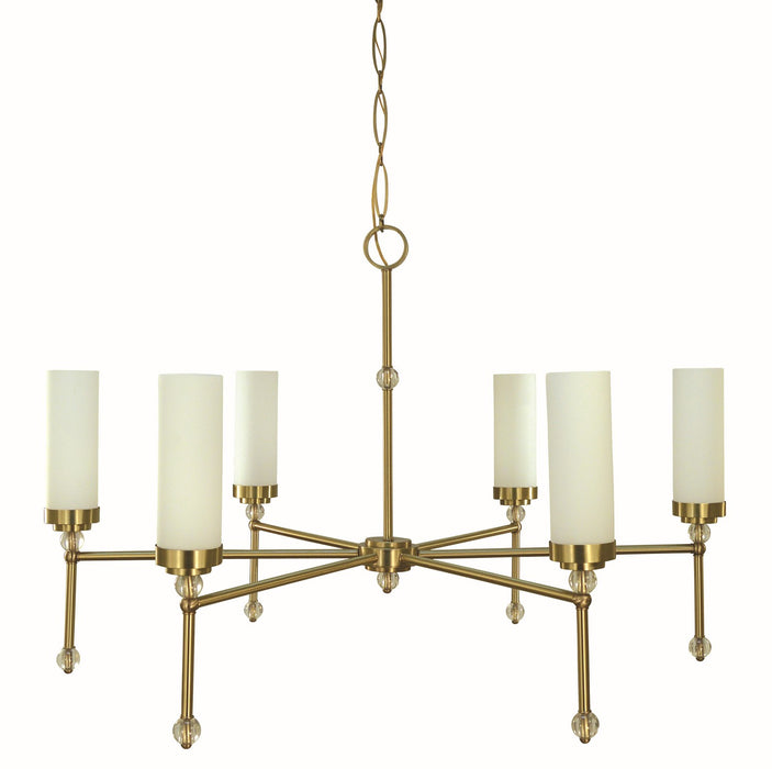 Framburg 5880 BR Emily Six Light Chandelier, Brushed Brass Main Image.jpg