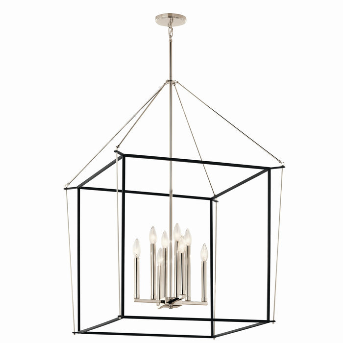 Kichler 52628PN Eight Light Foyer Pendant, Polished Nickel