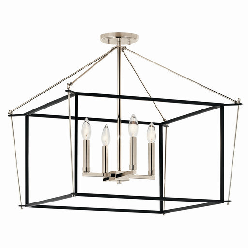 Kichler 52632PN Four Light Semi Flush Mount, Polished Nickel