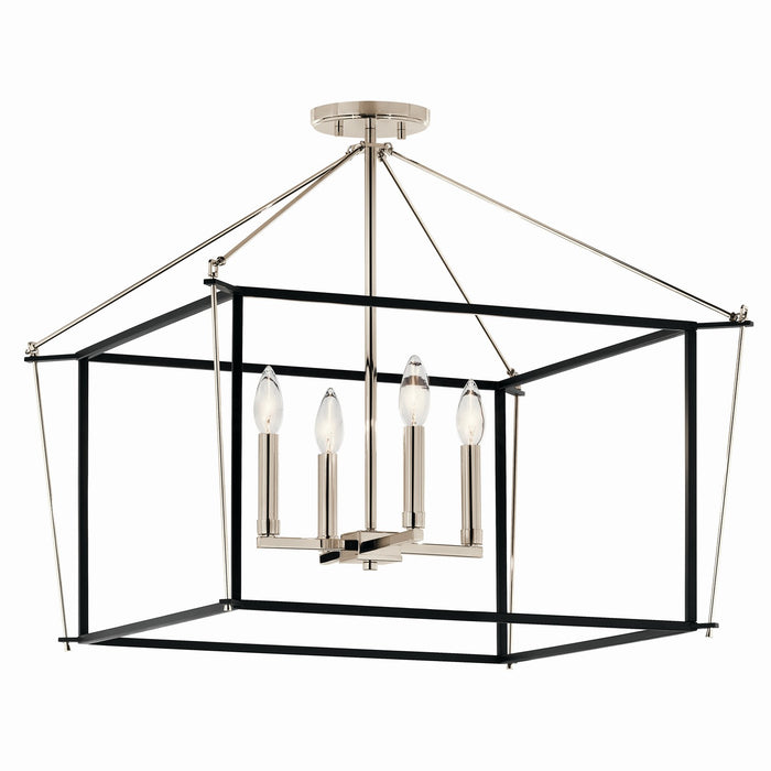 Kichler 52632PN Four Light Semi Flush Mount, Polished Nickel