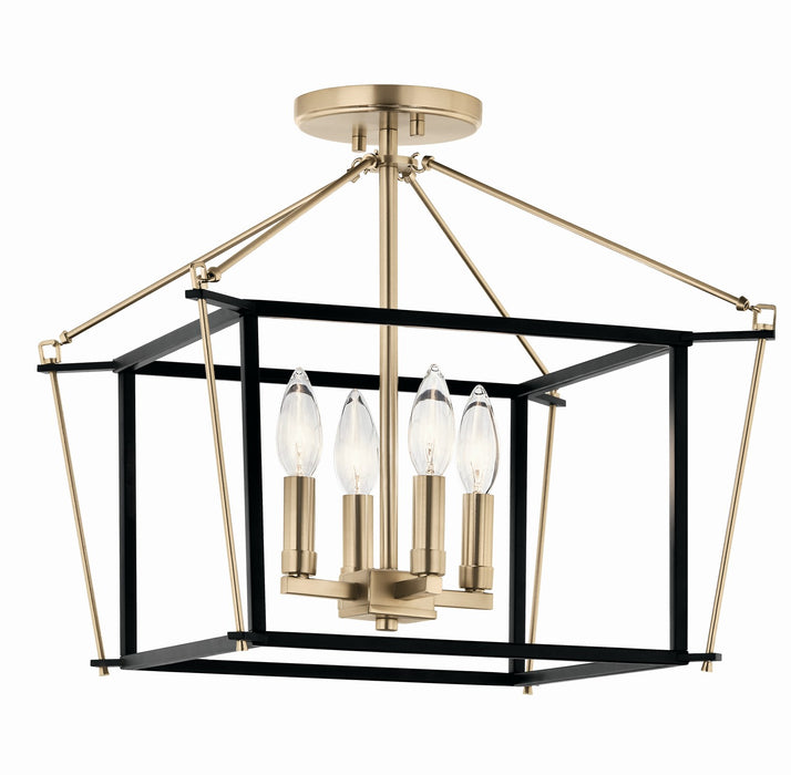 Kichler 52633CPZ Four Light Semi Flush Mount, Champagne Bronze