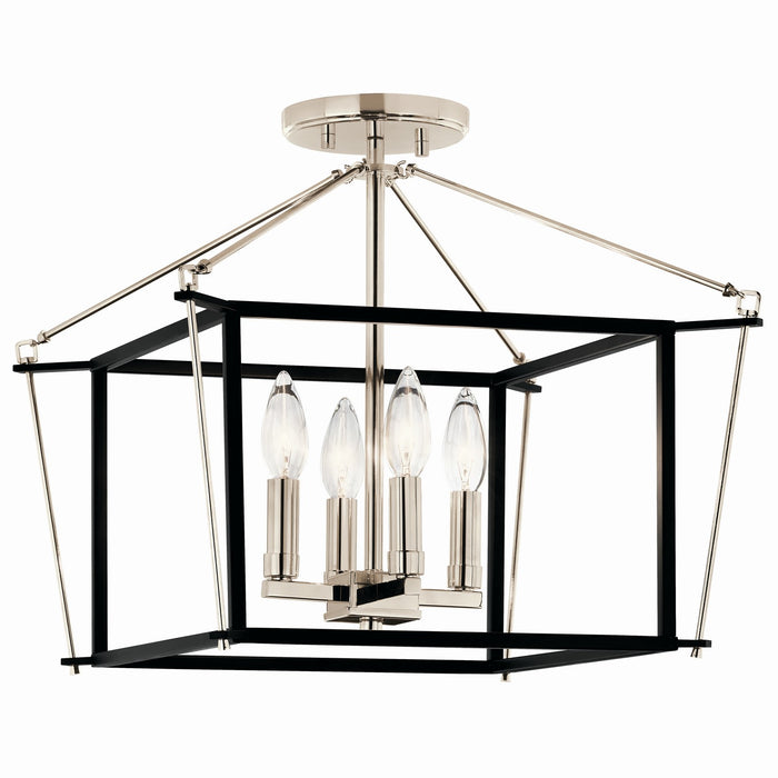 Kichler 52633PN Four Light Semi Flush Mount, Polished Nickel