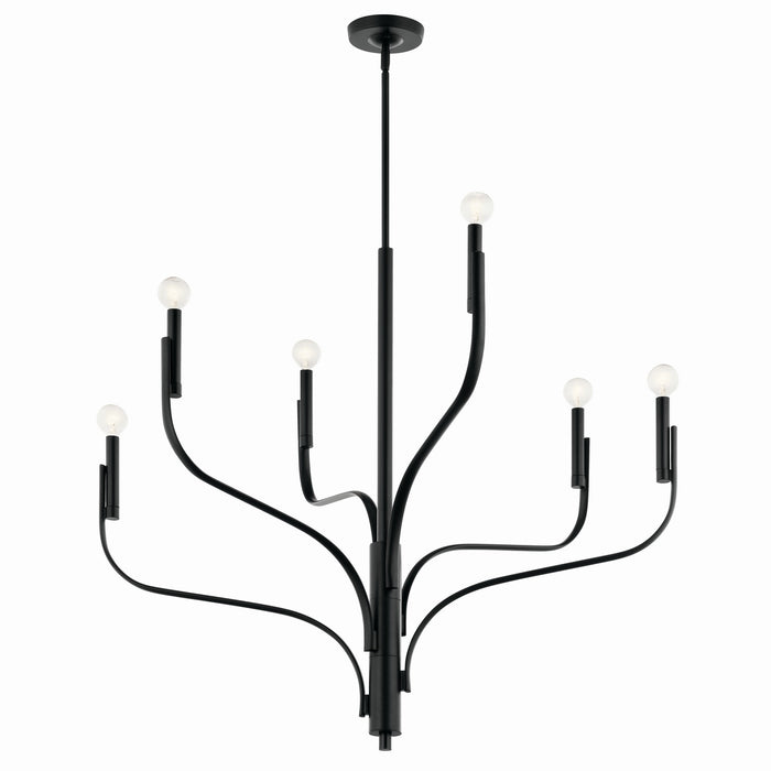 Kichler 52673BK Six Light Chandelier, Black