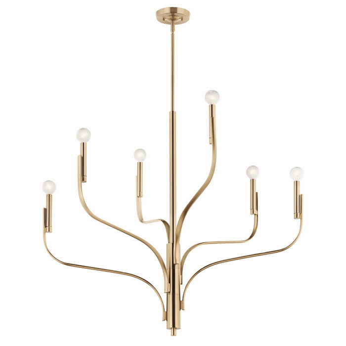 Kichler 52673CPZ Six Light Chandelier, Champagne Bronze
