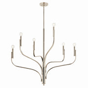 Kichler 52673PN Six Light Chandelier, Polished Nickel