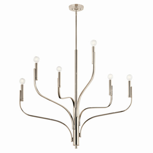 Kichler 52673PN Six Light Chandelier, Polished Nickel