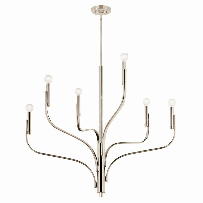 Kichler 52673PN Six Light Chandelier, Polished Nickel