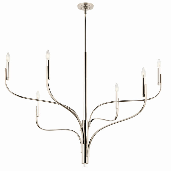 Kichler 52674PN Six Light Chandelier, Polished Nickel