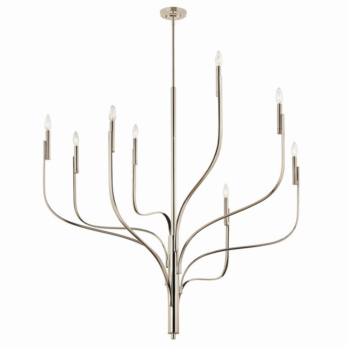 Kichler 52675PN Eight Light Chandelier, Polished Nickel