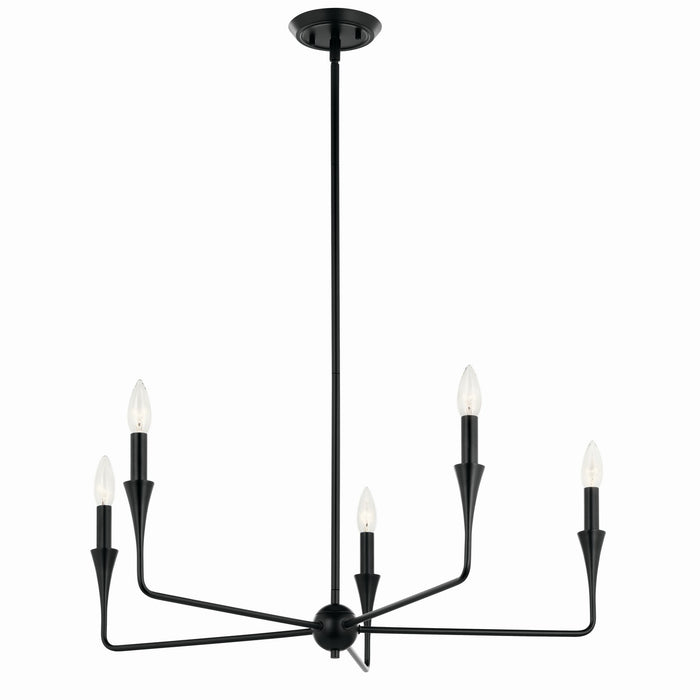 Kichler 52689BK Five Light Chandelier, Black