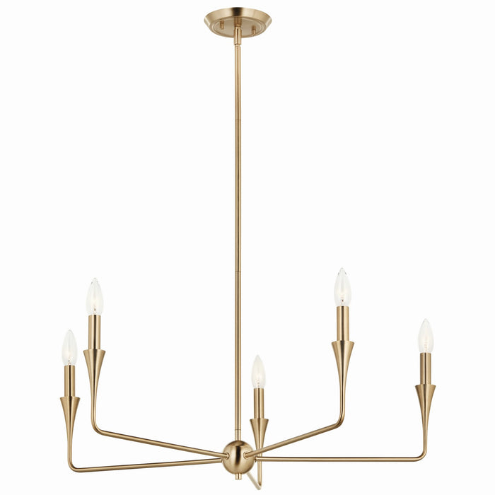 Kichler 52689CPZ Five Light Chandelier, Champagne Bronze