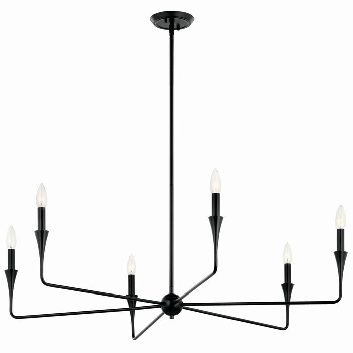 Kichler 52690BK Six Light Chandelier, Black