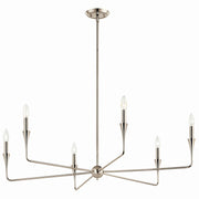 Kichler 52690PN Six Light Chandelier, Polished Nickel