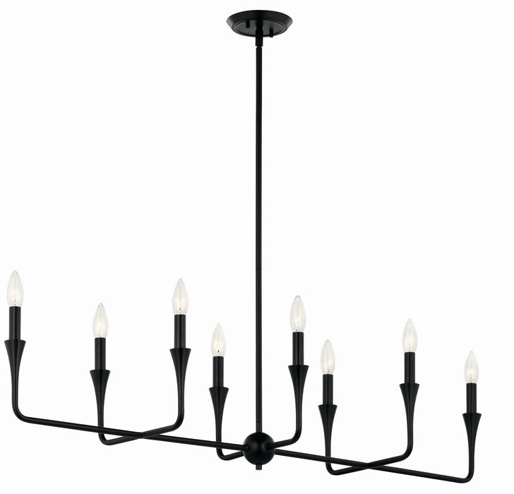 Kichler 52693BK Eight Light Linear Chandelier, Black
