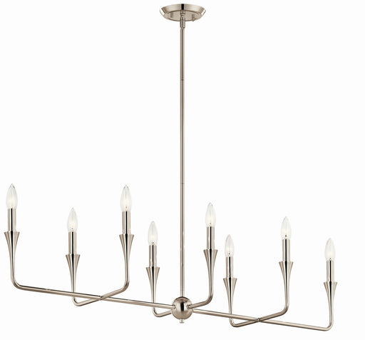 Kichler 52693PN Eight Light Linear Chandelier, Polished Nickel