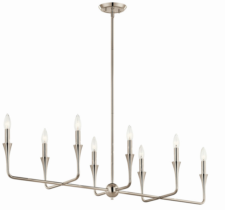 Kichler 52693PN Eight Light Linear Chandelier, Polished Nickel