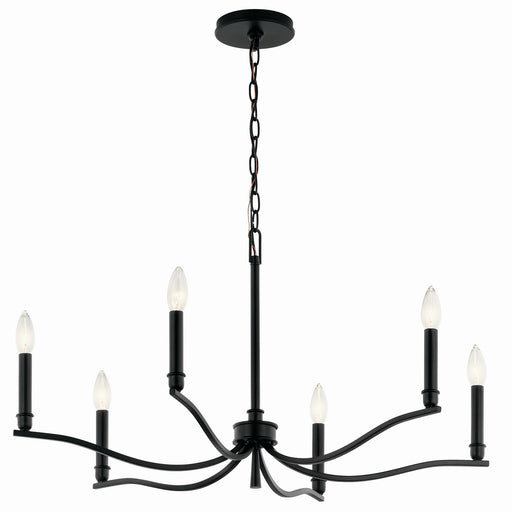 Kichler 52695BK Six Light Chandelier, Black