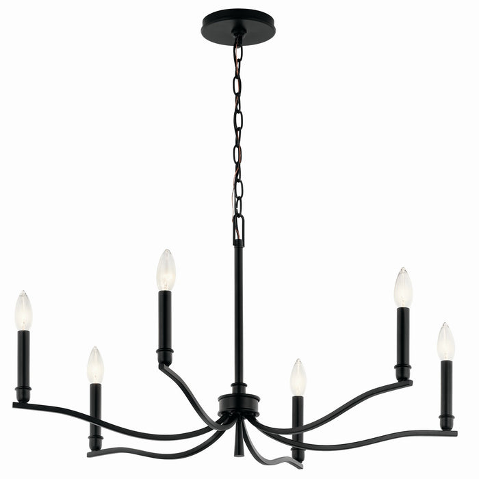 Kichler 52695BK Six Light Chandelier, Black