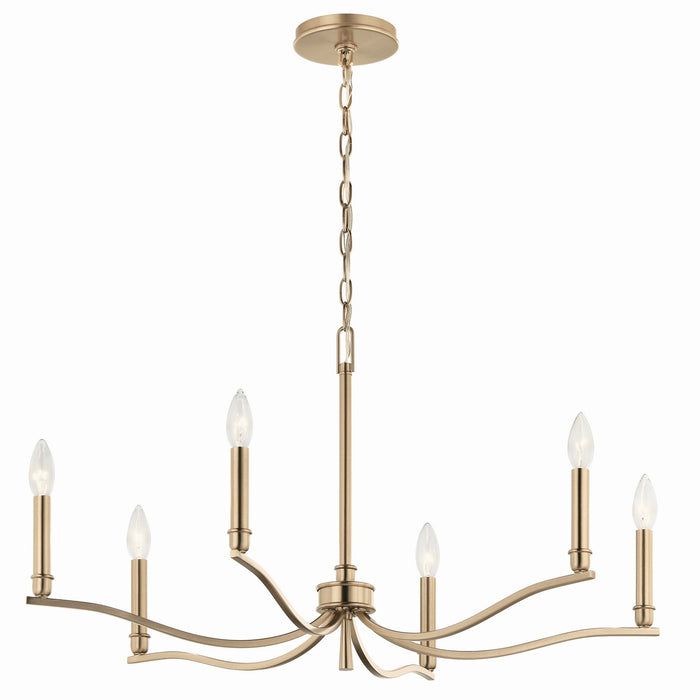 Kichler 52695CPZ Six Light Chandelier, Champagne Bronze