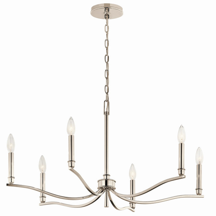 Kichler 52695PN Six Light Chandelier, Polished Nickel