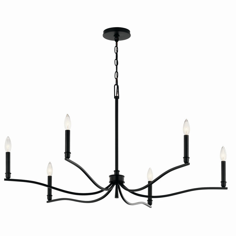 Kichler 52696BK Six Light Chandelier, Black