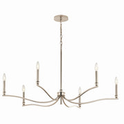 Kichler 52696PN Six Light Chandelier, Polished Nickel