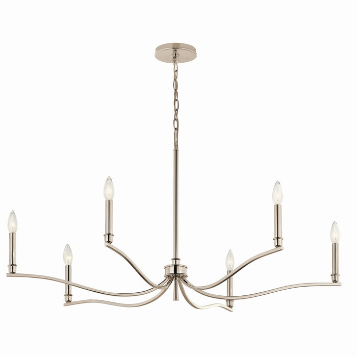 Kichler 52696PN Six Light Chandelier, Polished Nickel