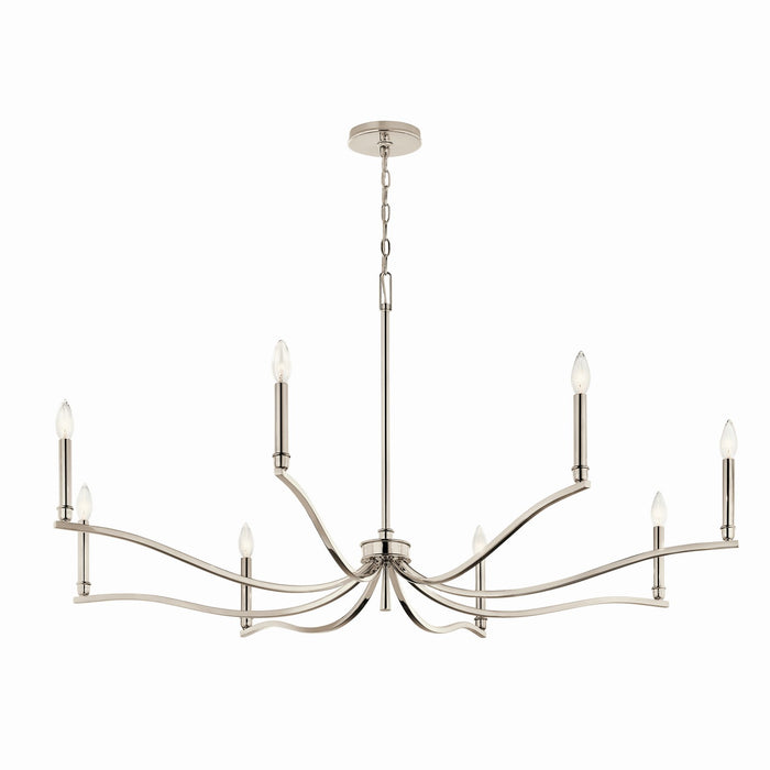 Kichler 52697PN Eight Light Chandelier, Polished Nickel