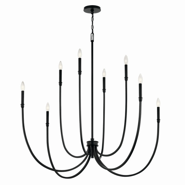 Kichler 52699BK Eight Light Foyer Chandelier, Black