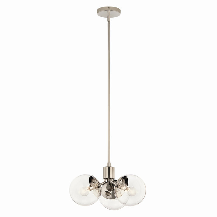 Kichler 52700PNCLR Three Light Chandelier/Semi Flush, Polished Nickel
