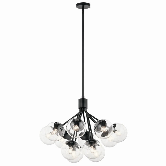 Kichler 52701BKCLR 12 Light Chandelier Convertible, Black