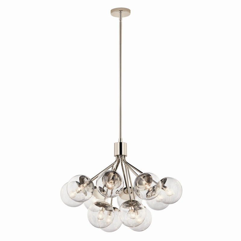 Kichler 52701PNCLR 12 Light Chandelier Convertible, Polished Nickel