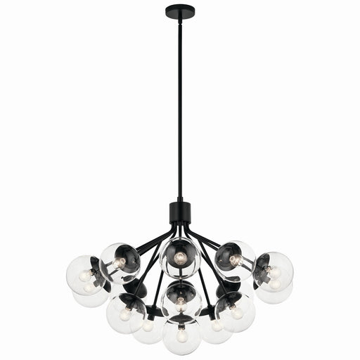 Kichler 52702BKCLR 16 Light Chandelier Convertible, Black