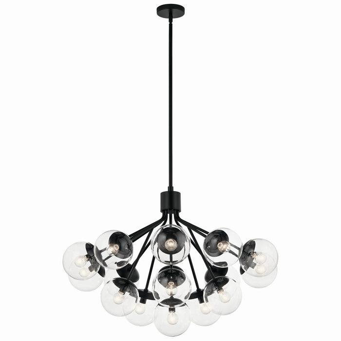 Kichler 52702BKCLR 16 Light Chandelier Convertible, Black