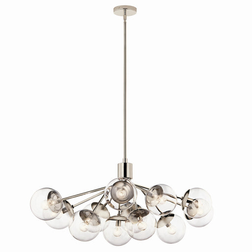 Kichler 52703PNCLR 12 Light Linear Chandelier Convertible, Polished Nickel