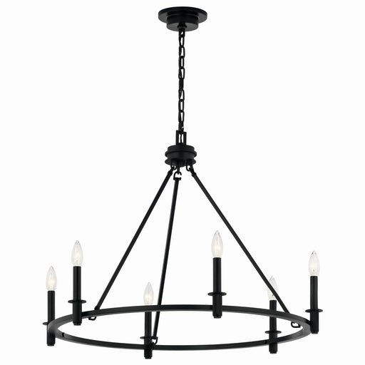 Kichler 52705BK Six Light Chandelier, Black