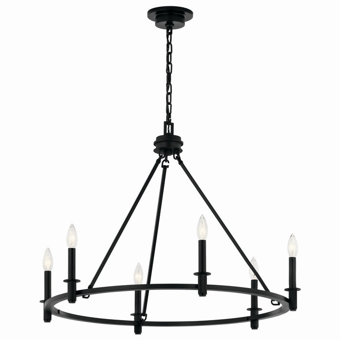 Kichler 52705BK Six Light Chandelier, Black