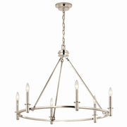Kichler 52705PN Six Light Chandelier, Polished Nickel